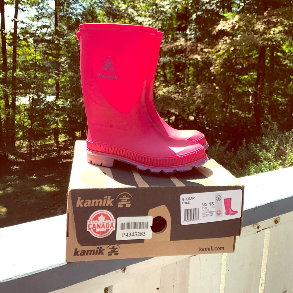 Girls rain winter boots stomp kamik 13 pink in box